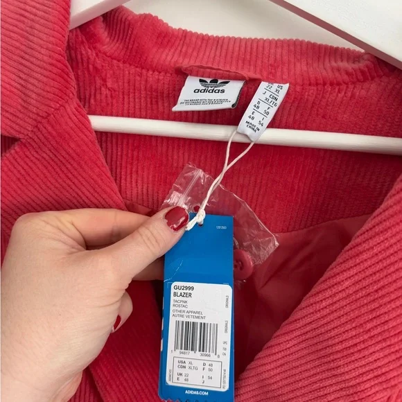 BNWT Adidas Women's Chord / Ribbed Coral Blazer - Picture 5 of 7